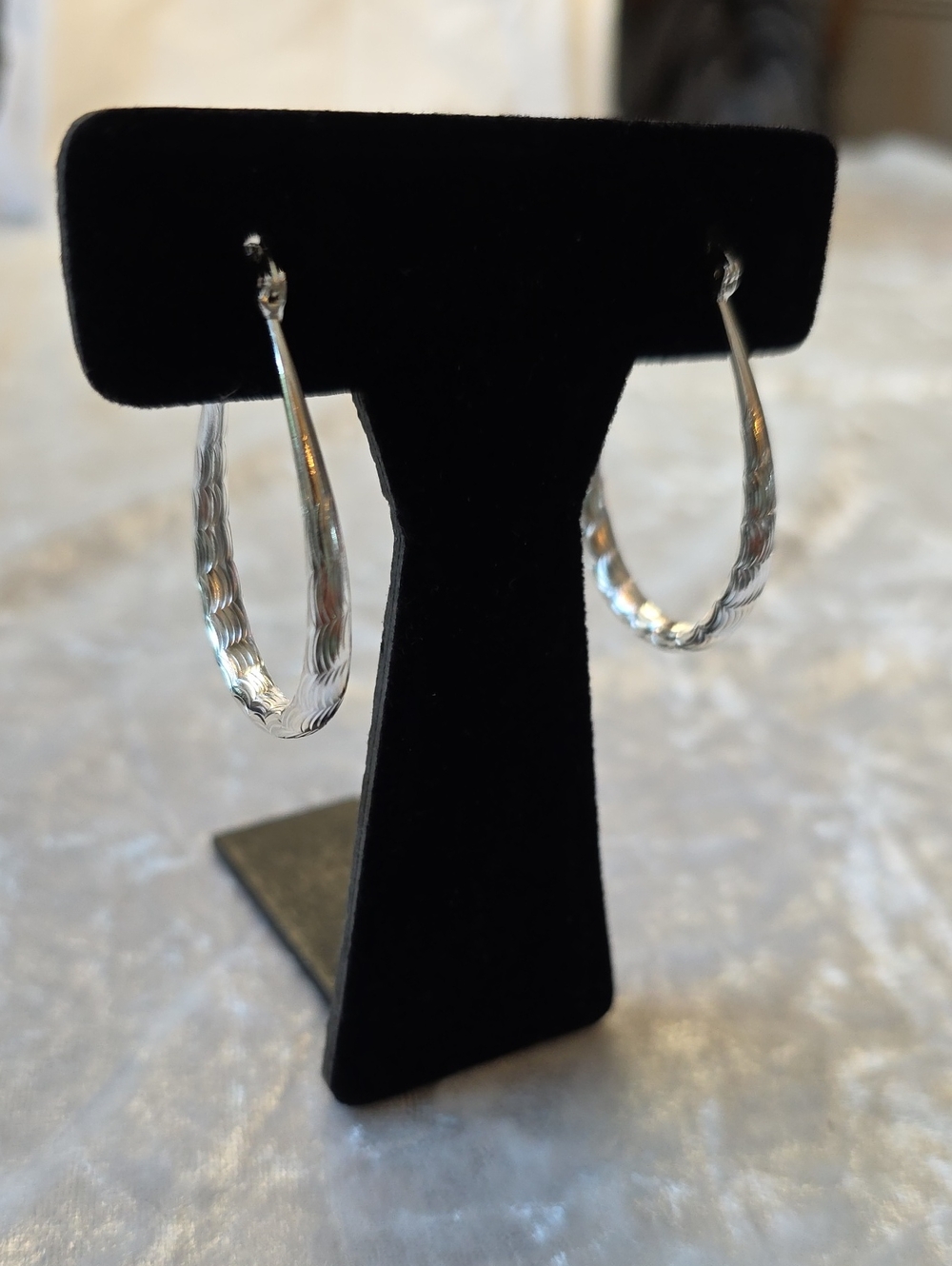 Sterling Silver 925 Textured Hoop Earrings*